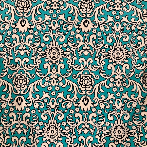 Classic Charter Club Turquoise Black & White Knee Length Fleur De Lis Knit Dress - Picture 4 of 4